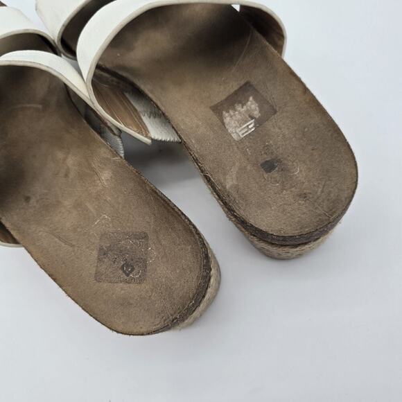Brash Sandals Womens 8 White Slip On Leather Espadrilles Platform Shoes Twin - Picture 10 of 12